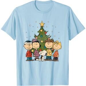 NWT ~ Peanuts Charlie Brown Snoopy Christmas Group T-Shirt ~ Men's Size XL